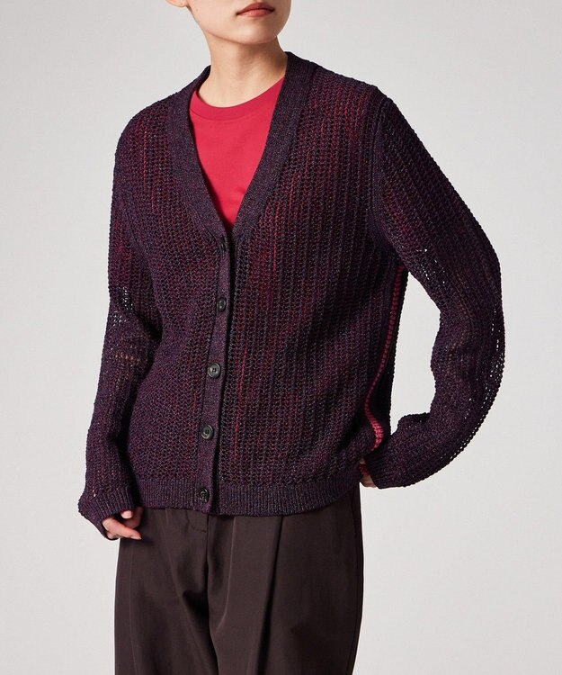 Paul Smith ラメミックス ニットカーディガン ボルドー