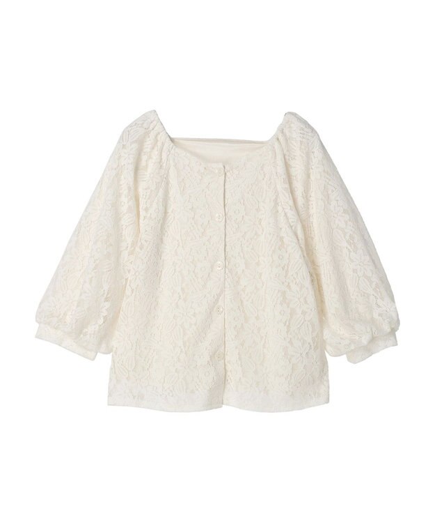 earth music&ecology フラワーレースブラウス Off White