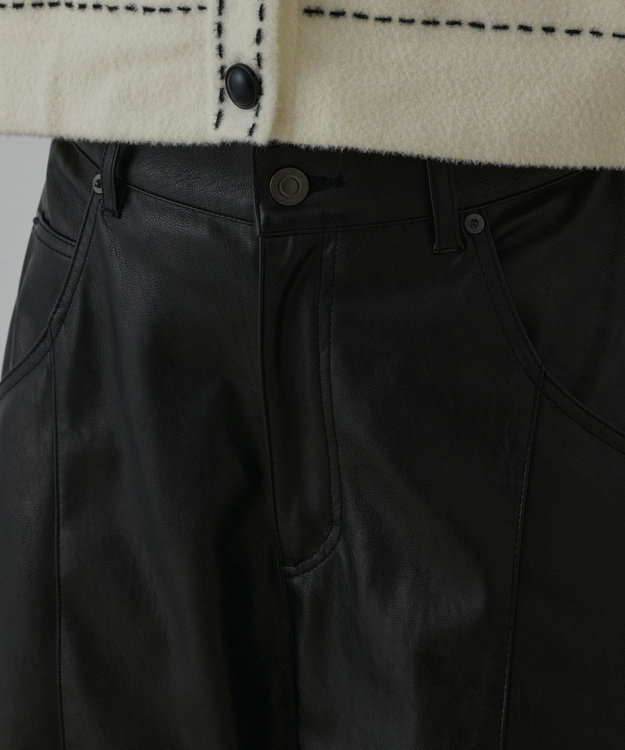 GRACE CONTINENTAL カーブフェイクレザーパンツ ブラック