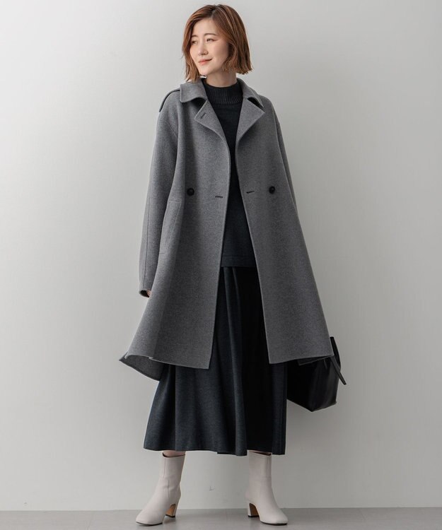 23区 L 【洗える】ウールミルドジャージー タック スカート グレー系