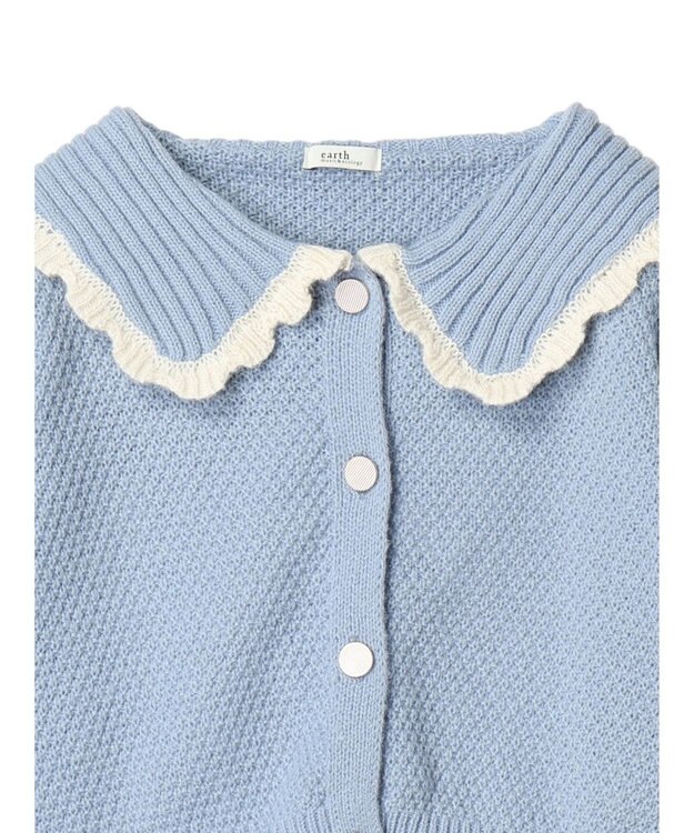 earth music&ecology フリルカラーカーディガン Blue