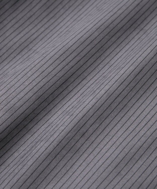 Green Parks シルキータッチストライプシャツ Charcoal Gray
