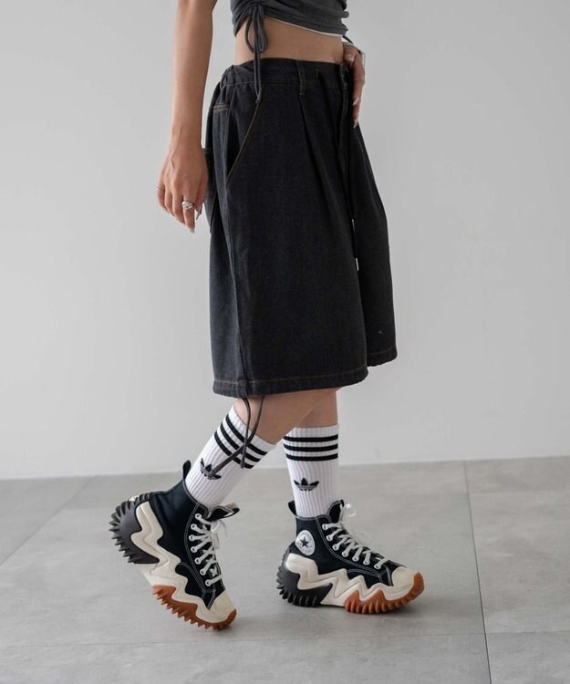 WEGO ドロストワイドルーズハーフパンツ ブラック