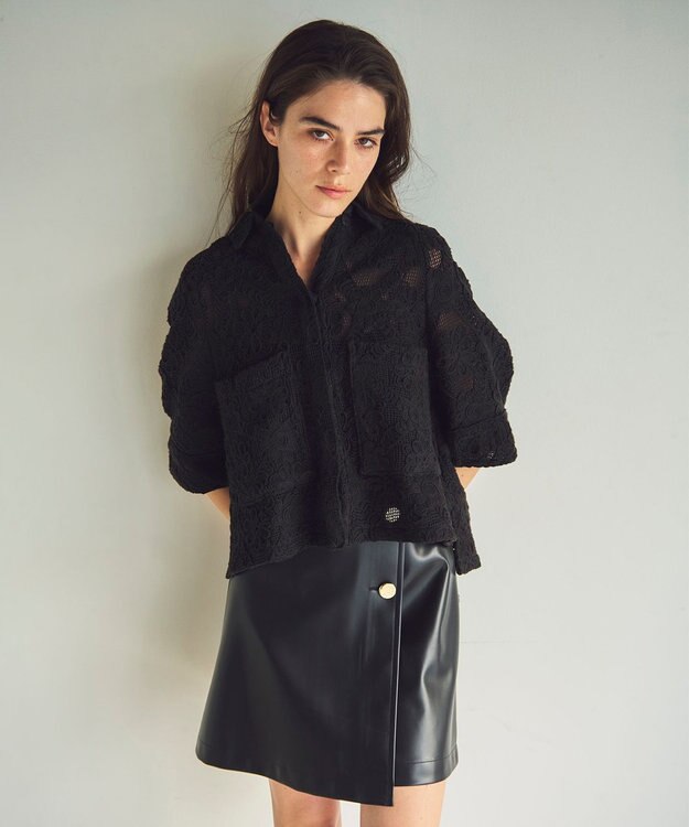 GRACE CONTINENTAL バックタックレースシャツ ブラック