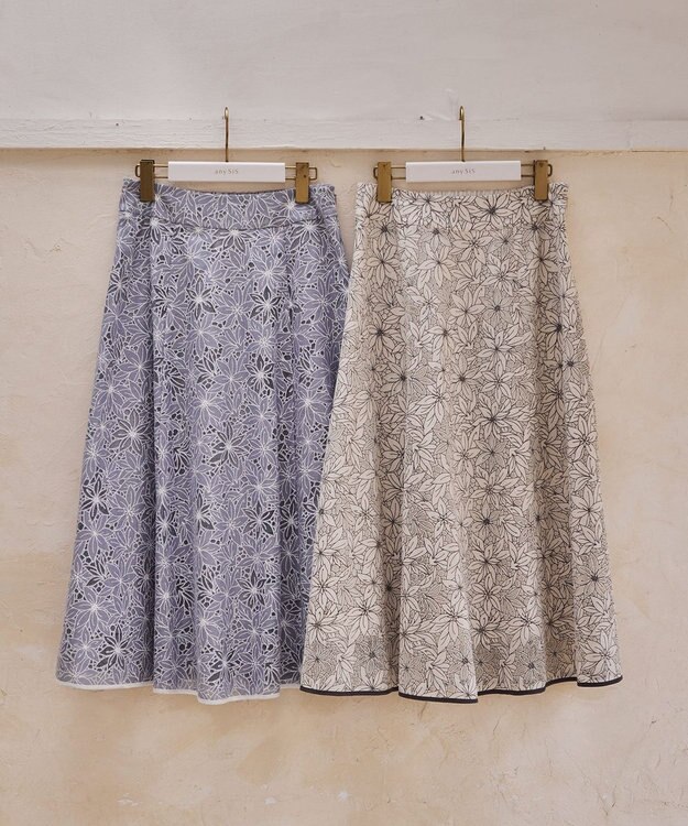 ANY SIS S 【洗える】フラワーレーシーオパール スカート ブルー系