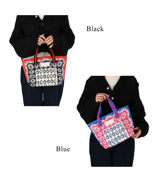 tsumori chisato CARRY ダイヤモンドフラワー ハンドバッグ 手提げ リバーシブル 花柄 ブラック