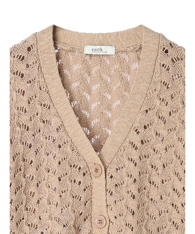 earth music&ecology スラブコットンレース編みカーディガン Mocha