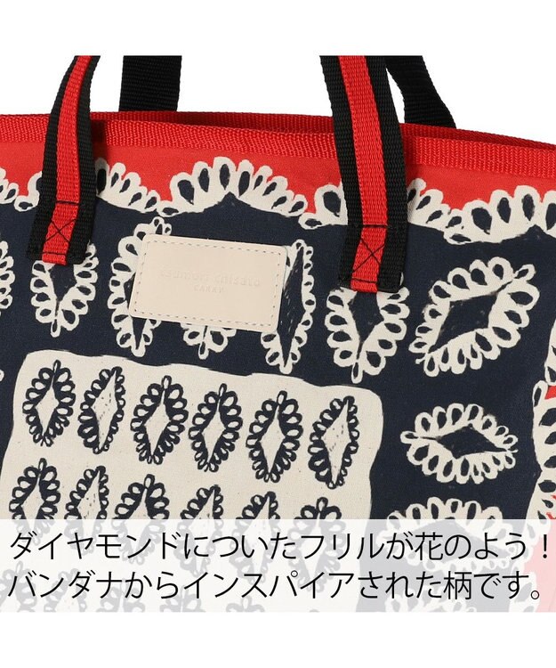 tsumori chisato CARRY ダイヤモンドフラワー ハンドバッグ 手提げ リバーシブル 花柄 ブラック