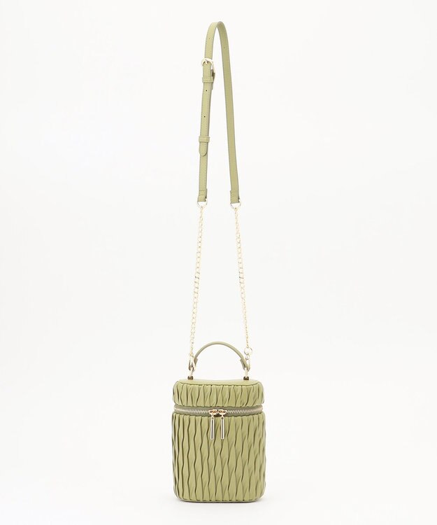 LA BAGAGERIE 【MONICA】ランダムプリーツバニティバッグ グリーン