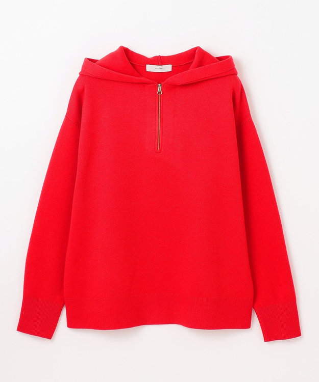 ANY L ハーフジップニットフーディー レッド