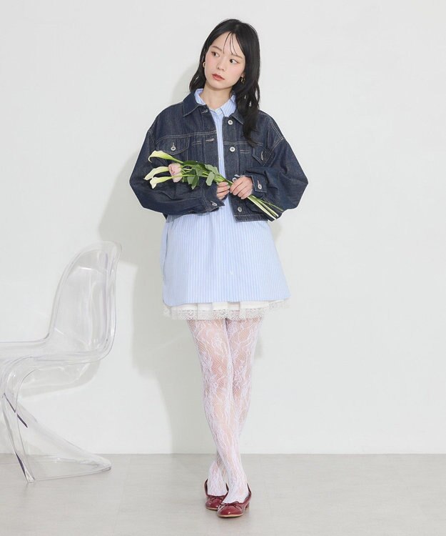 earth music&ecology ティアードレースミニスカート White