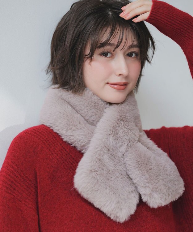 ANY SIS フェイクファー ティペット ライトグレー