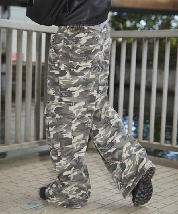 WEGO 【ウエストゴム】スーパーフレアカーゴパンツ 柄1