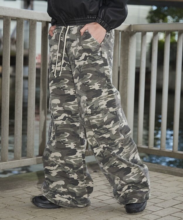 WEGO 【ウエストゴム】スーパーフレアカーゴパンツ 柄1