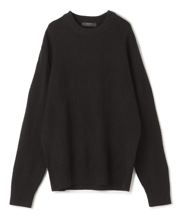 JOSEPH HOMME 新柄【洗える】シルクバルキー  クルーネックニット ブラック系