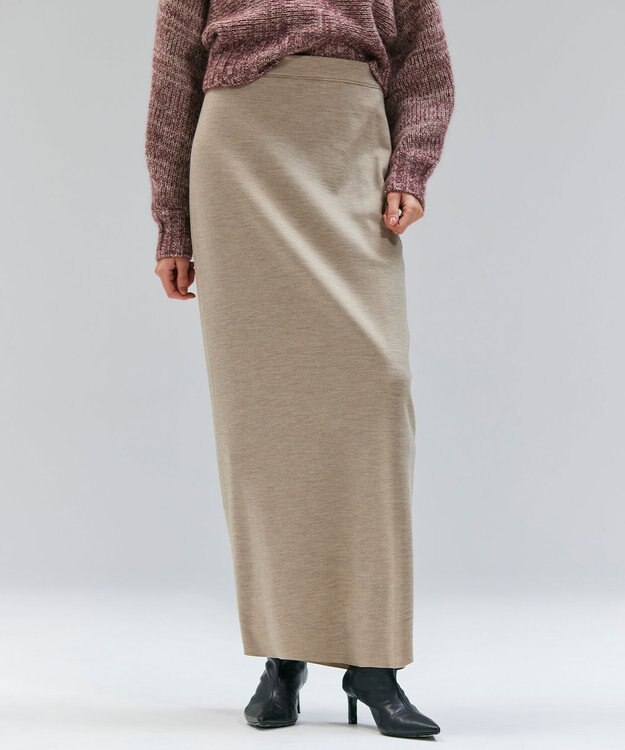 BEIGE， 【VERY NaVY12月号掲載】MONTAIGNE / イージーウエストウールロングスカート Taupe