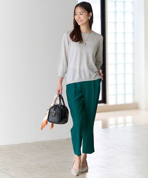 ANY SIS S 【接触冷感・UVカット・速乾】コンフォートビューティサテン パンツ ディープグリーン