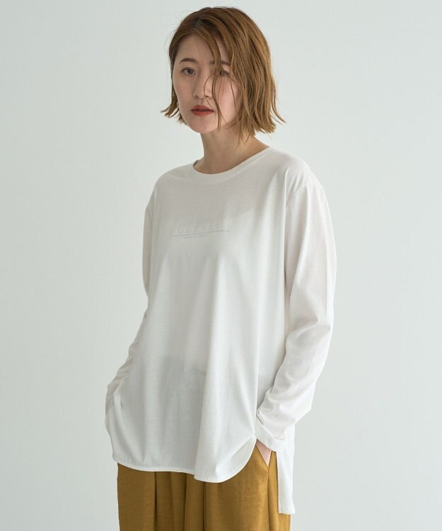 YECCA VECCA ラウンドヘム長袖ロゴTee Silver