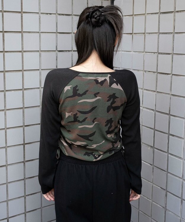 WEGO キーネックサイドドロストラグランロンT 柄1