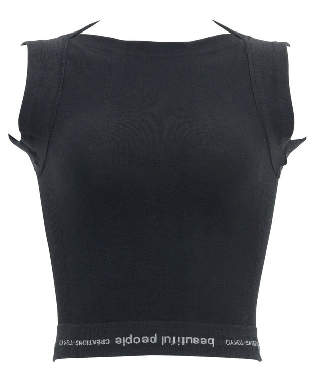 WACOAL MEN レディース <beautiful people>コラボ タンクトップ ボクサートップス ワンサイズ（S-L） オーガニック綿混 立体成型 肩幅：狭め ネック深さ：あさめ WL8001 /ワコールメン ブラック