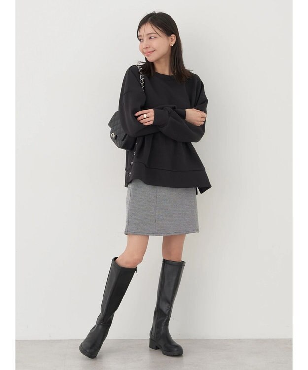 earth music&ecology サイドボタンダンボールプルオーバー Black