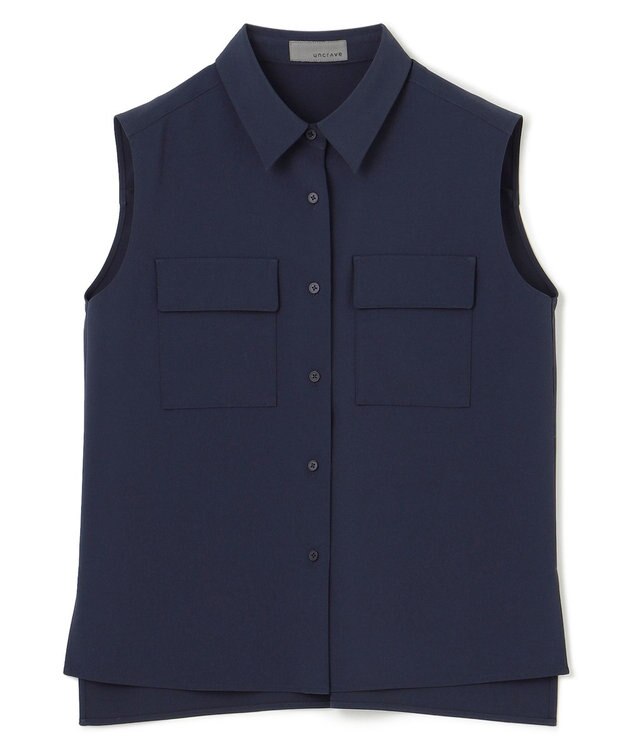 uncrave 【接触冷感・撥水・洗濯機洗い可】クールタッチツイル ブラウス（uncrave STANDARD) ネイビー