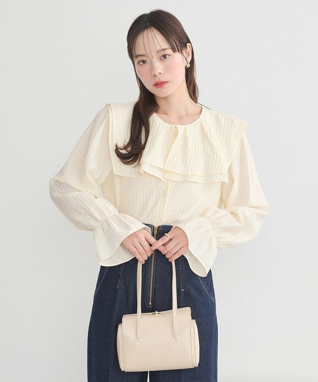 earth music&ecology ２ＷＡＹスクエアラッフルカラーブラウス Yellow