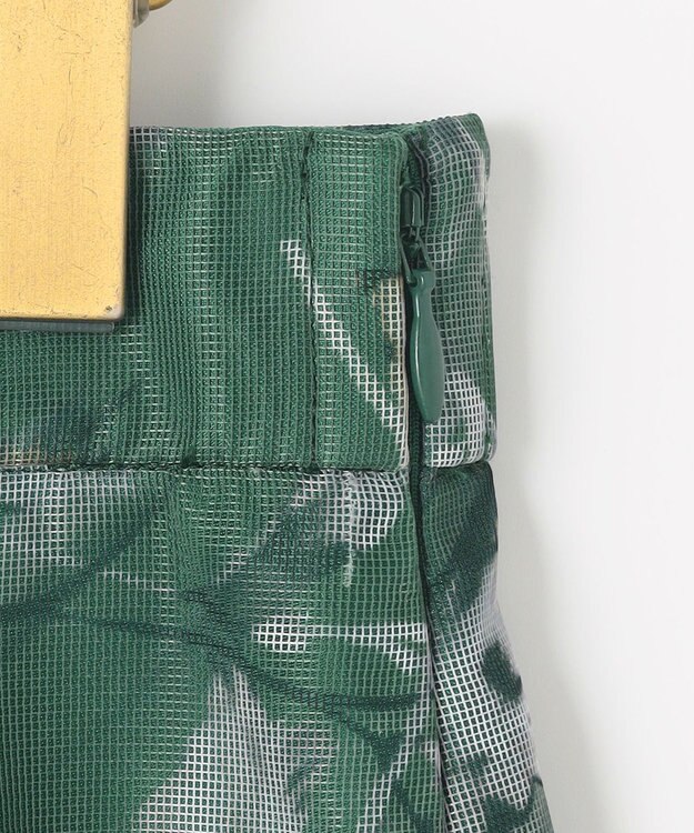 ANY SIS L 【WEB・一部店舗限定】ハッチングフラワープリント スカート グリーン系