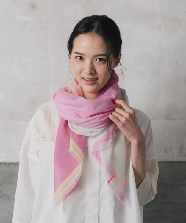 POLS 播州織 極細コットンストール ピンク