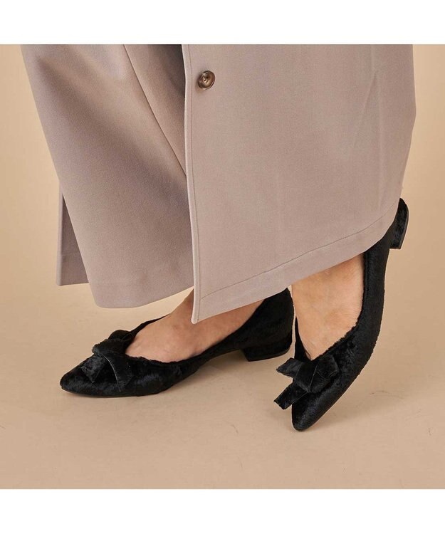 MODE ET JACOMO <carino>ベルベットリボンパンプス ブラック