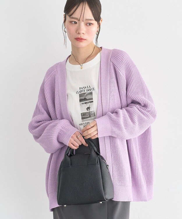 earth music&ecology アゼトッパーカーディガン Lilac