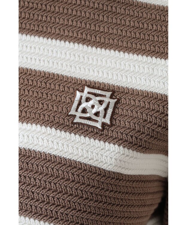 DAKS ボーダーショート丈ニットプルオーバー ベージュ