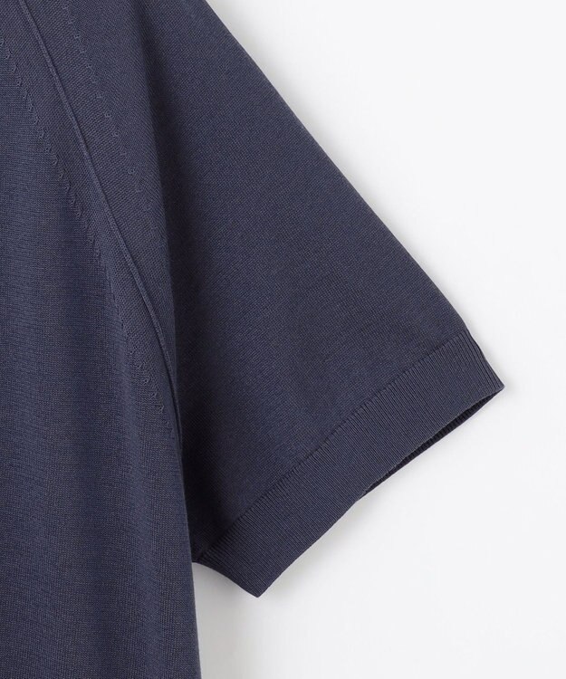 自由区 L 【洗える】タフタコンビ半袖 ワンピース インディゴブルー×ブラック