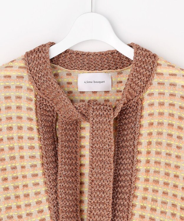 自由区 【カトリエムブーケ】Lame tweed ボウタイディテールジャケット オレンジ系