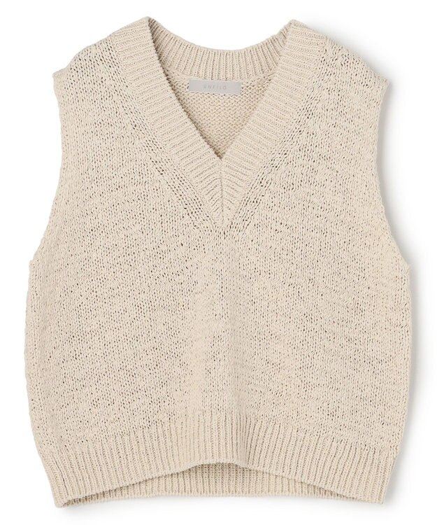 UNFILO テープヤーンニット ベスト グレージュ