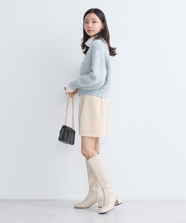 earth music&ecology スラブラメヤーンケーブルカーディガン Light Blue