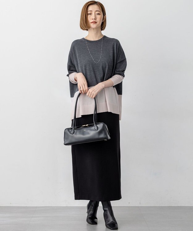 23区 S 【洗える】コットンエアーダンボール Iライン スカート ブラック系