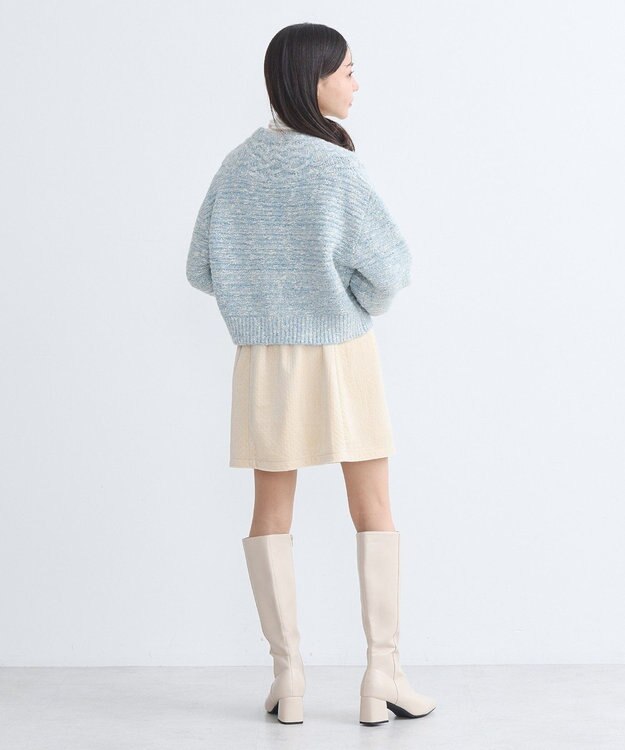 earth music&ecology スラブラメヤーンケーブルカーディガン Light Blue