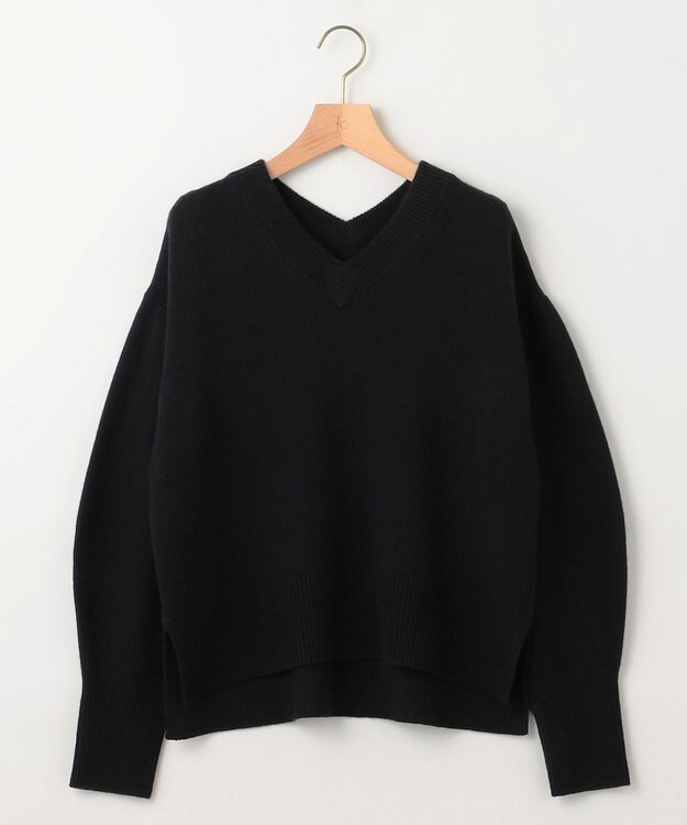 組曲 【8色展開・手洗い可】ウールカシミヤミックス Vネックニット ブラック系
