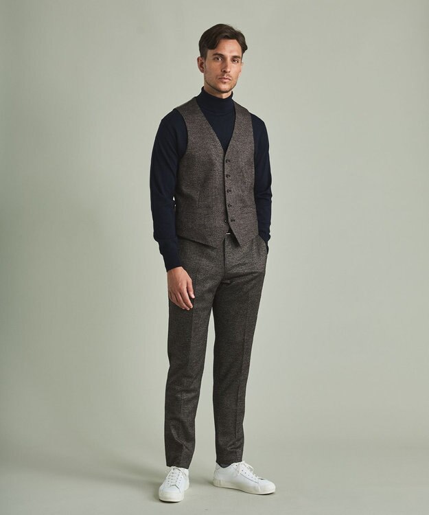 GOTAIRIKU 【家庭洗濯可能】イタリア糸 ハイゲージ タートルニット_リンクス柄 ネイビー系1