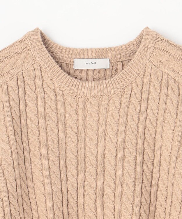 ANY L 【洗濯機可】クロップド丈ケーブルニット ベージュ