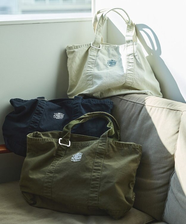 J.PRESS MEN コットンキャンバス オーバルトートバッグ アイボリー系