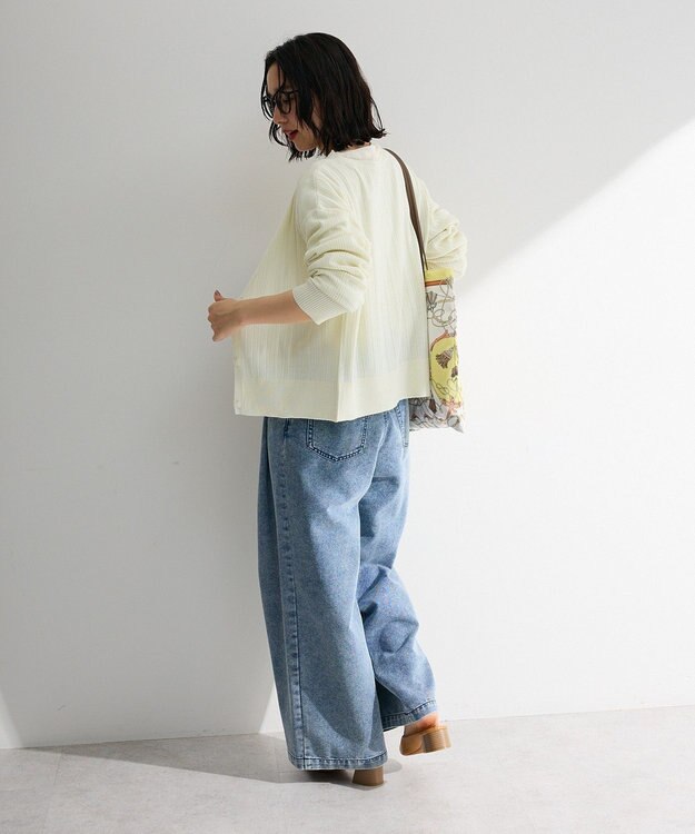 Green Parks レースドッキングニットカーディガン Ecru