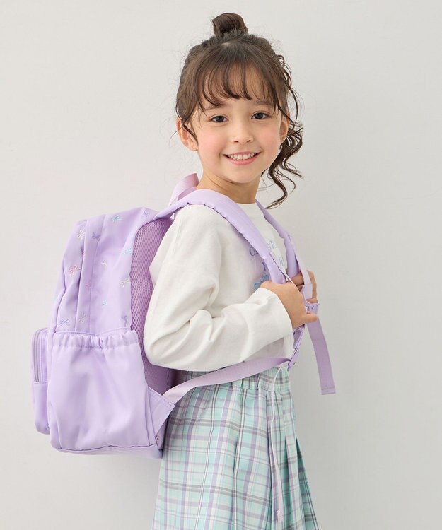 ANY KIDS 【10L容量】総柄刺繍リュック ラベンダー
