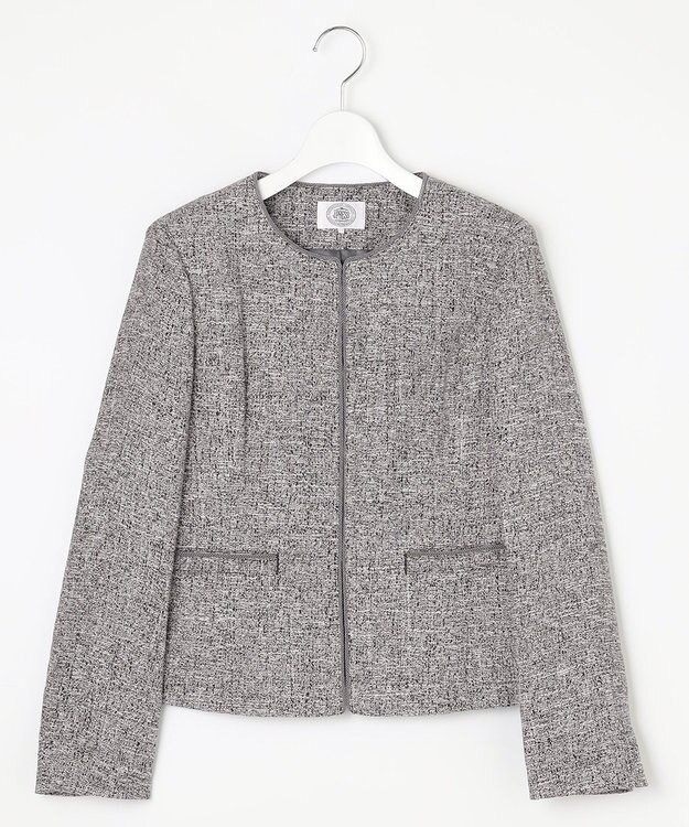 J.PRESS LADIES 【セットアップ対応】Light Tweed ノーカラー ジャケット ブラック系5