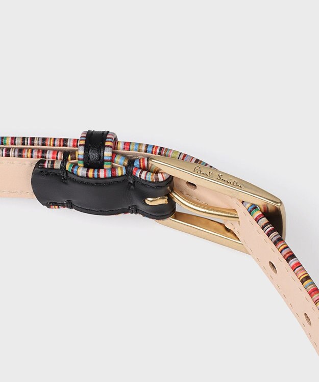 Paul Smith パイピング ストライプ レザーベルト ブラック