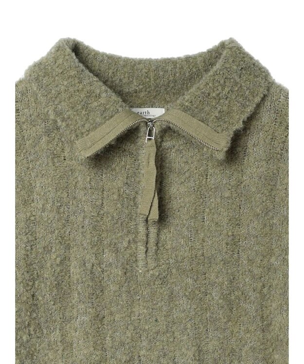 earth music&ecology ブークレハーフジップミニワンピース Khaki