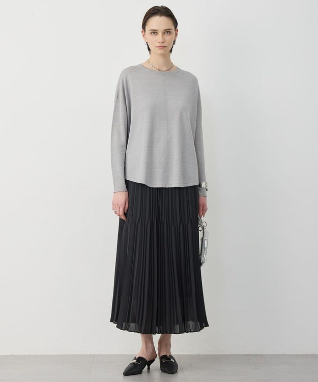 ICB L 【先行予約】ライトジョーゼットプリーツ スカート チャコール