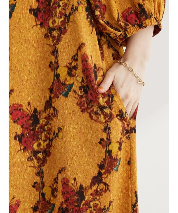 Green Parks ■ＥＳＣＡＲ　アートフラワーｐｔワンピース Yellow