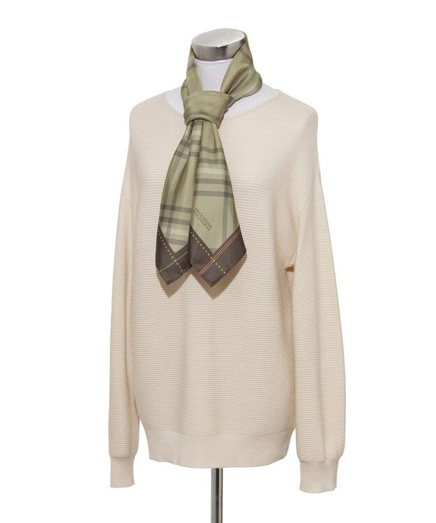 MOONBAT MACKINTOSH PHILOSOPHY(マッキントッシュ フィロソフィー）シルクスカーフ チェック 88×88㎝ 日本製 ブラウン